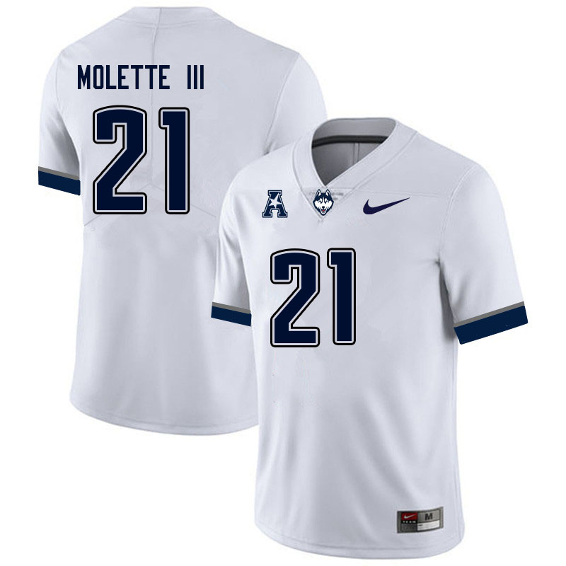 Men #21 Lee Molette III Uconn Huskies College Football Jerseys Sale-White - Click Image to Close
